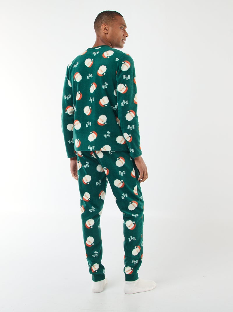 Pyjama polaire à motif 'Noël' t-shirt + pantalon - 2 pièces Vert - Kiabi
