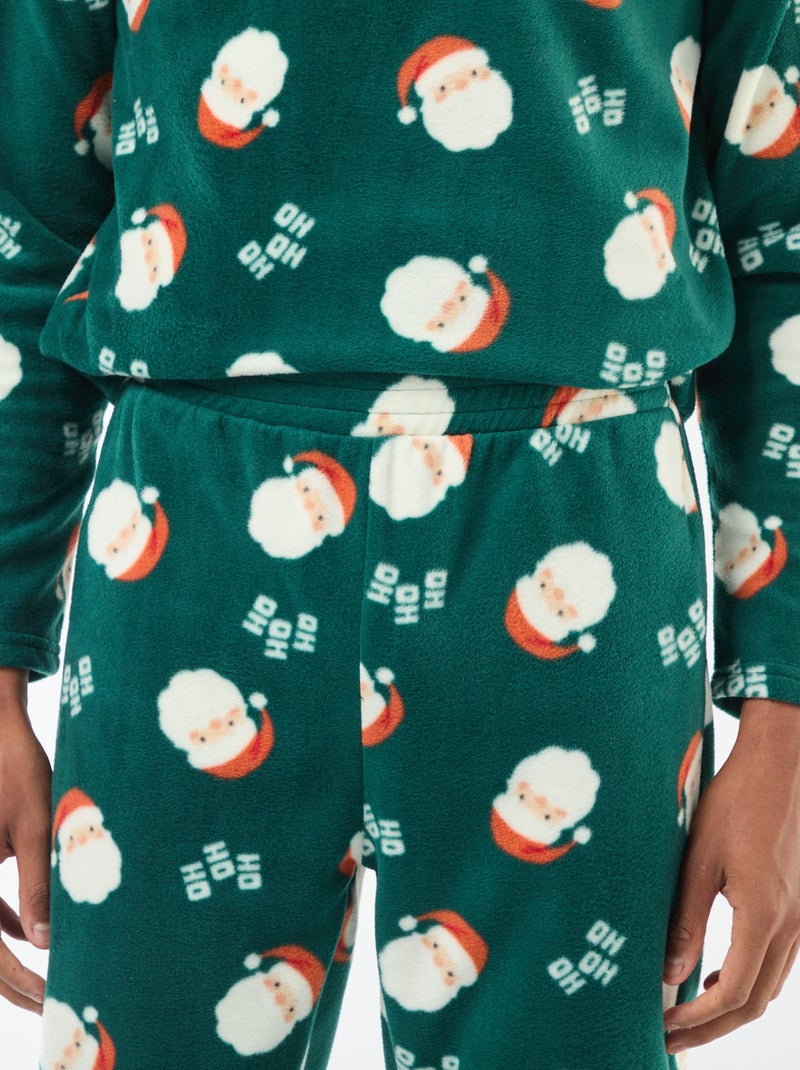 Pyjama polaire à motif 'Noël' t-shirt + pantalon - 2 pièces Vert - Kiabi