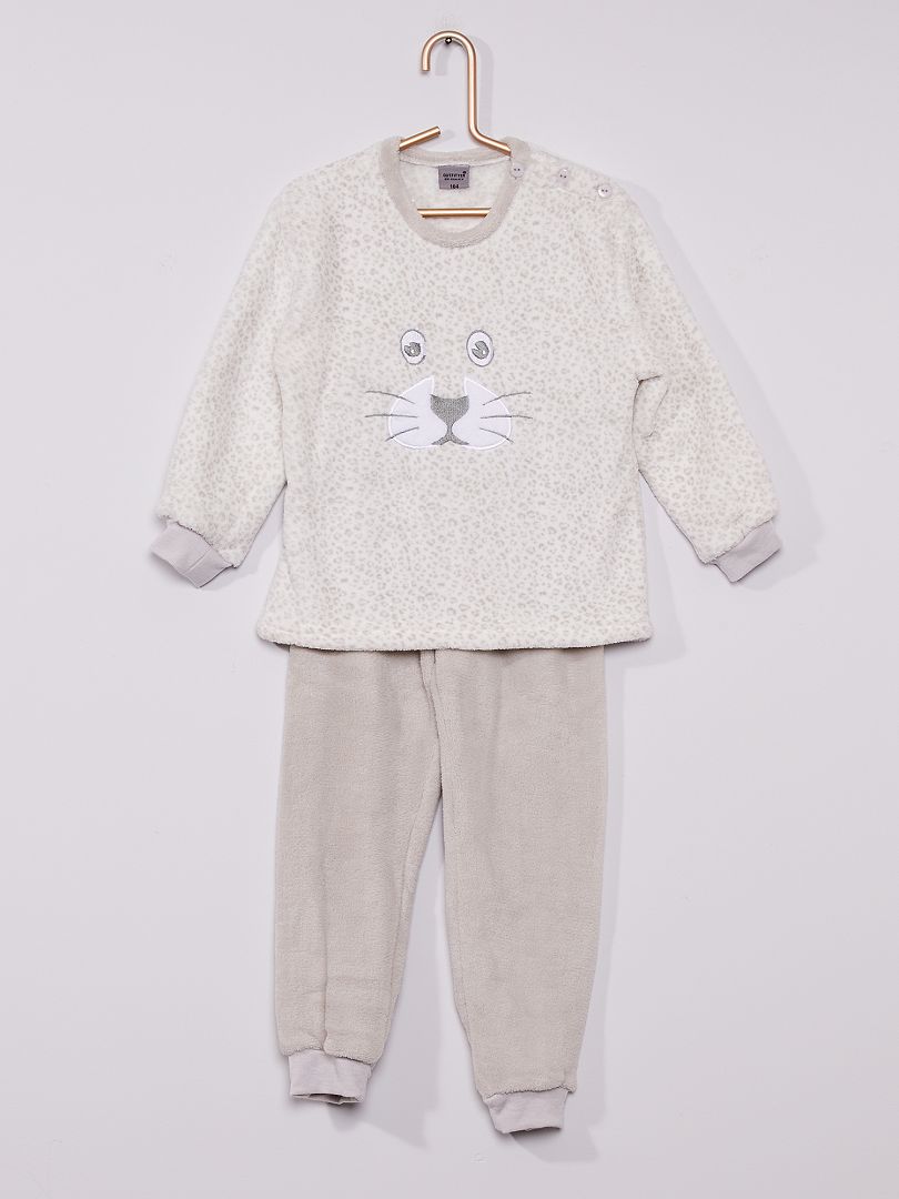 Pyjama polaire 'panthère' gris - Kiabi