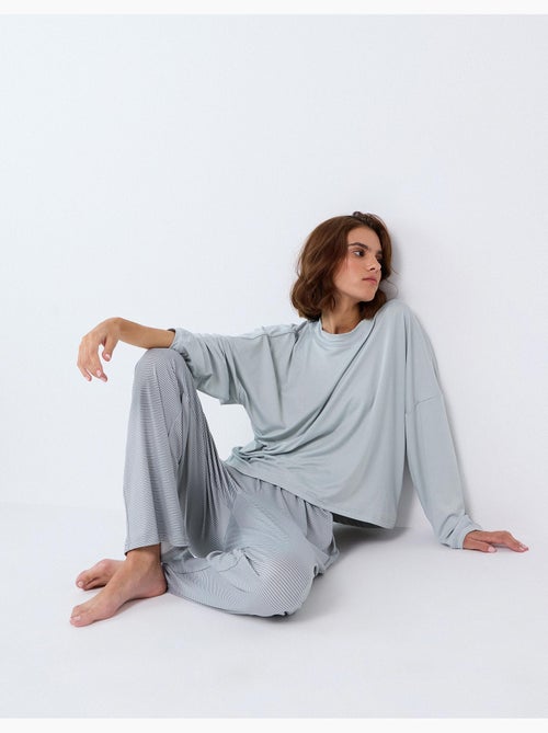 Pyjama rayé en maille, mo fashion - Kiabi