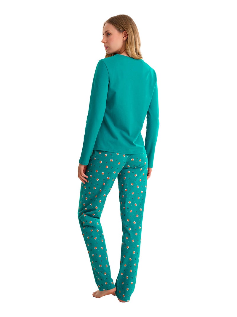 Pyjama rechte broek top m lang foxy Groen - Kiabi