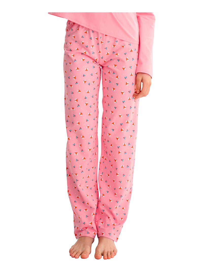 Pyjama rechte broek top m lang foxy Roze - Kiabi