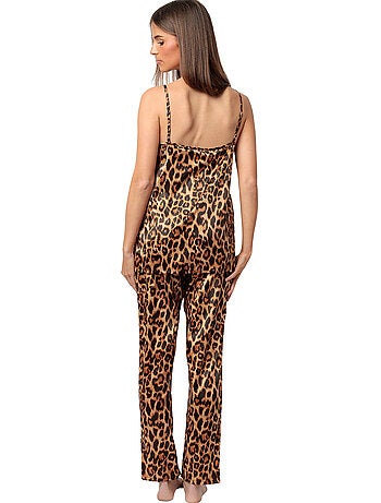 Pyjama satin pantalon caraco glam leopard