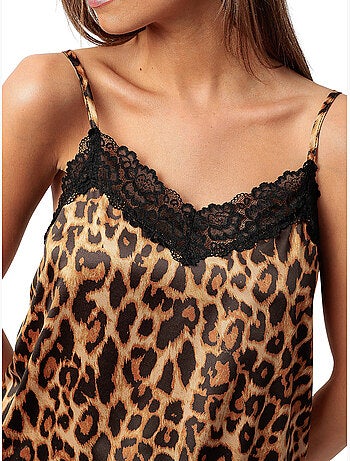 Pyjama satin pantalon caraco glam leopard