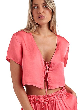 Pyjama satin short camisole à nouer sweet luxe