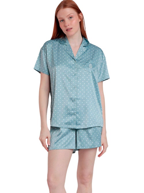 Pyjama satin short chemise dots lace - Kiabi