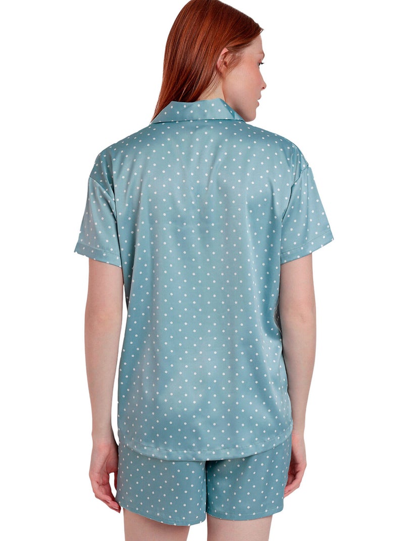 Pyjama satin short chemise dots lace Vert - Kiabi