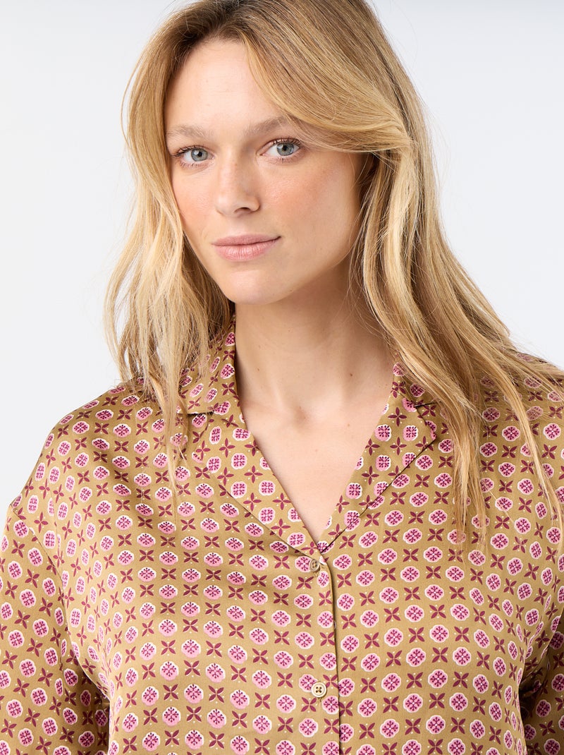 Pyjama satiné imprimé Marron - Kiabi