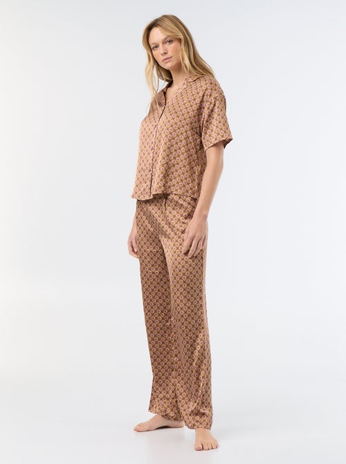Pyjama satiné imprimé - Kiabi