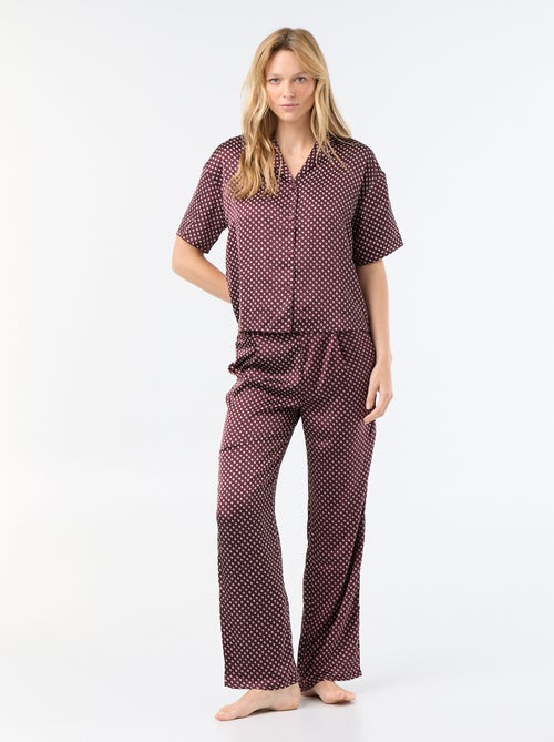 Pyjama satiné imprimé - Kiabi