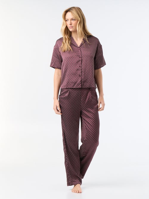 Pyjama satiné imprimé - Kiabi
