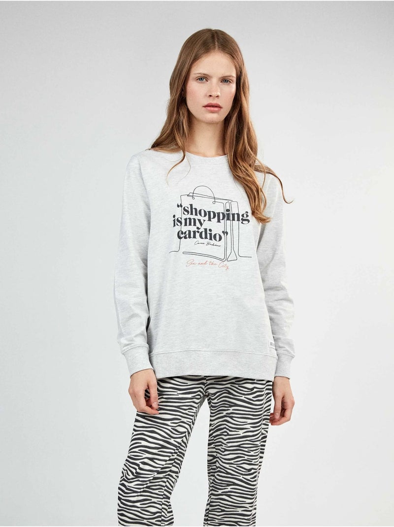 Pyjama sex and the city met dierenprint bedrukte broek Grijs - Kiabi