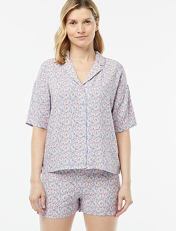 Pyjama short 2 pièces - chemisier + pantalon imprimé