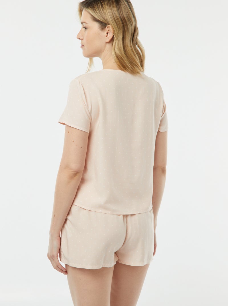 Pyjama short 2 pièces avec tee-shirt noué Rose - Kiabi