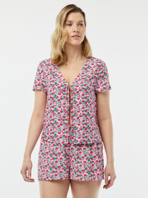 Pyjama short 2 pièces avec tee-shirt noué - Kiabi