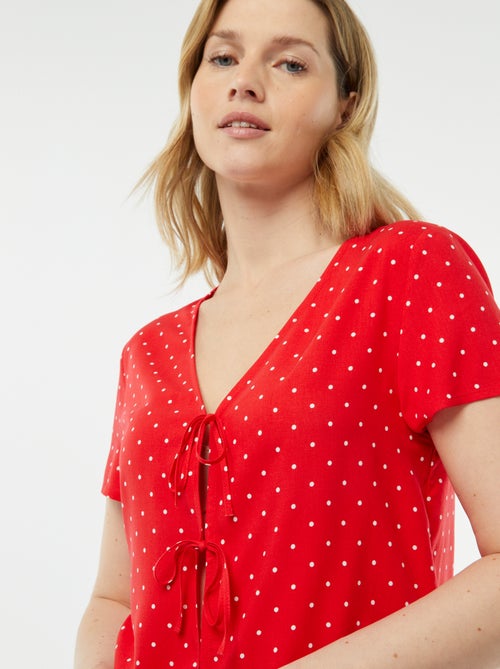 Pyjama short 2 pièces avec tee-shirt noué - Kiabi