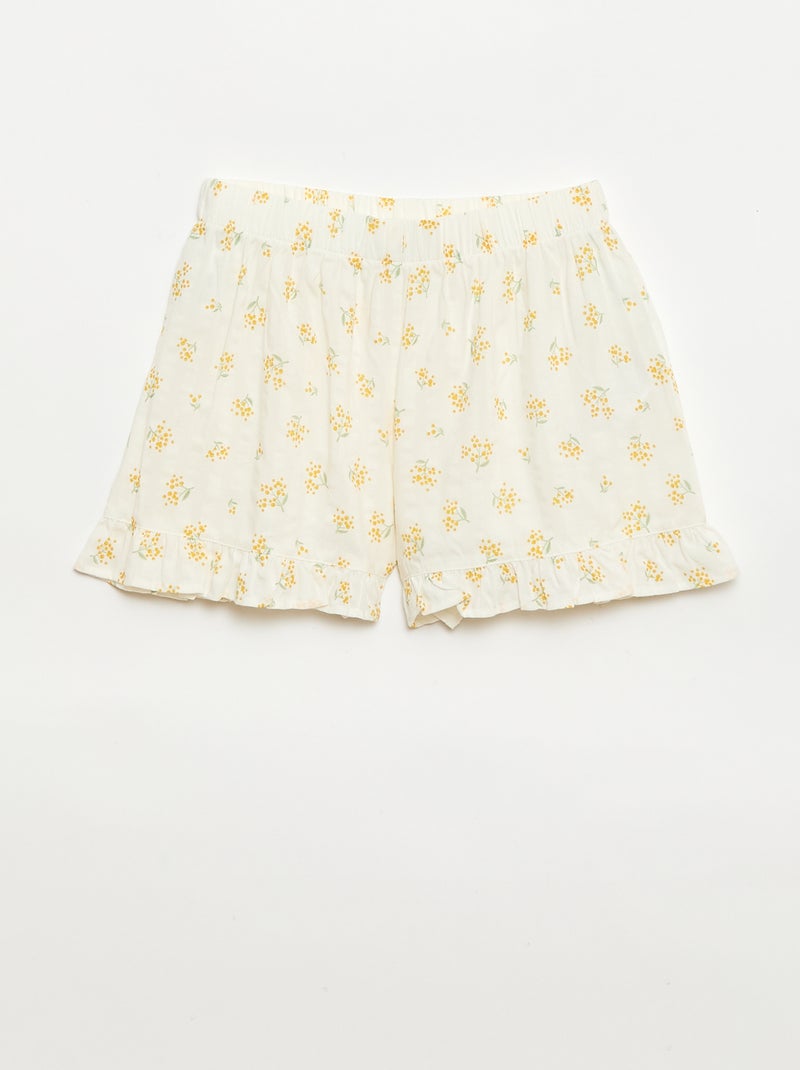 Pyjama short 2 pièces avec volants Ecru - Kiabi