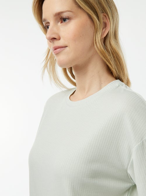 Pyjama short 2 pièces en maille côtelée - Kiabi