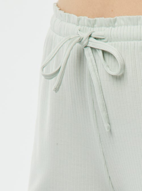 Pyjama short 2 pièces en maille côtelée - Kiabi