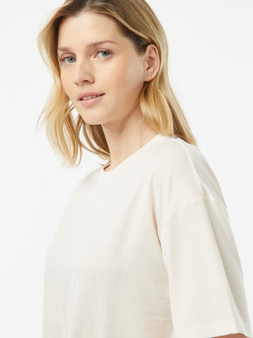 Pyjama short 2 pièces en maille côtelée - Kiabi