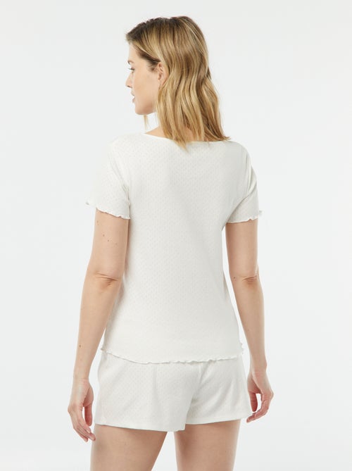 Pyjama short 2 pièces en maille pointelle - Kiabi