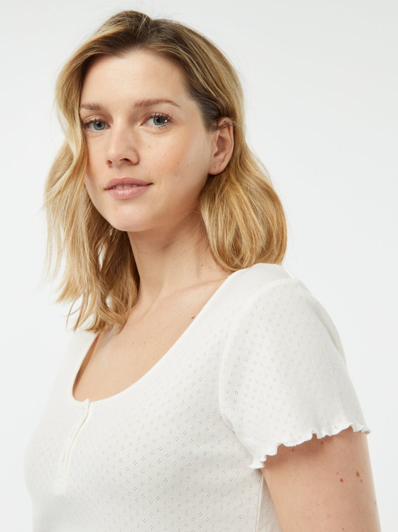 Pyjama short 2 pièces en maille pointelle BLANC - Kiabi