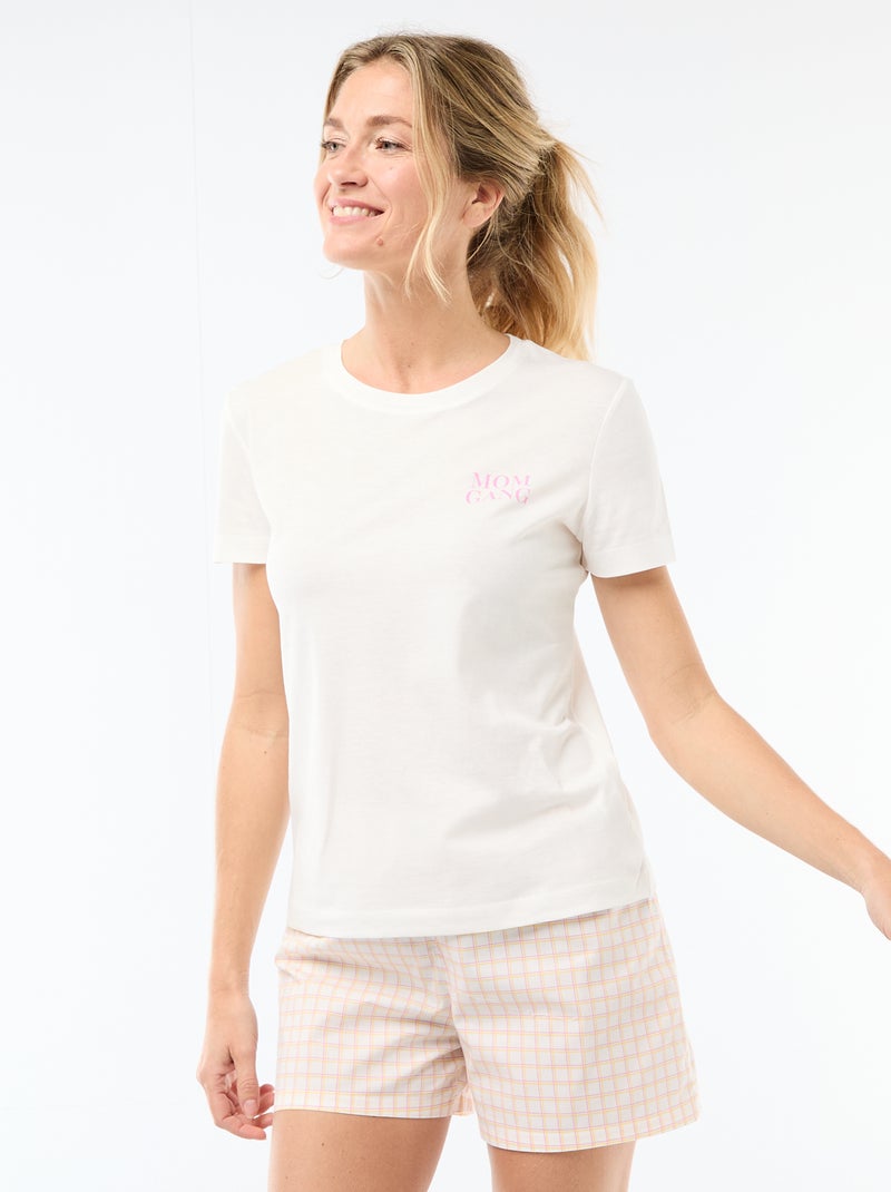 Pyjama short 2 pièces 'Fête des mères' Blanc - Kiabi