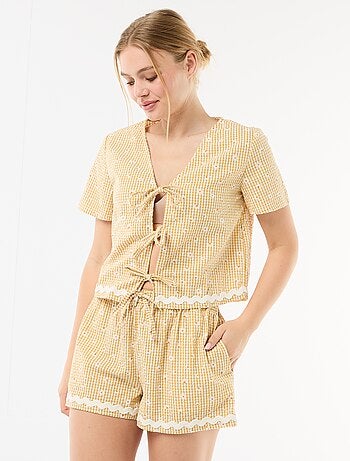 Pyjama short carreaux vichy 2 pièces