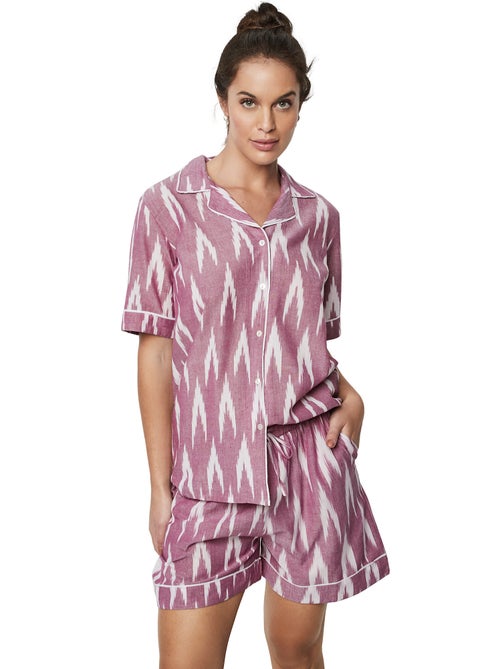 Pyjama short chemise manches courtes homewear p101 - Kiabi Pyjama short chemise manches courtes homewear p101 - Kiabi