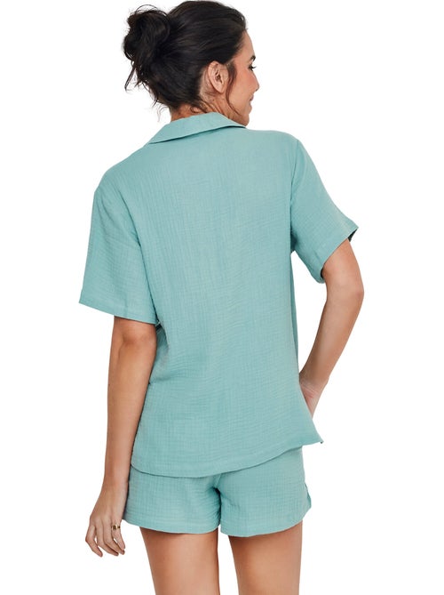 Pyjama short chemise manches courtes HOMEWEAR P119 - Kiabi Pyjama short chemise manches courtes HOMEWEAR P119 - Kiabi