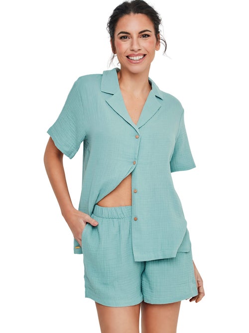 Pyjama short chemise manches courtes HOMEWEAR P119 - Kiabi Pyjama short chemise manches courtes HOMEWEAR P119 - Kiabi