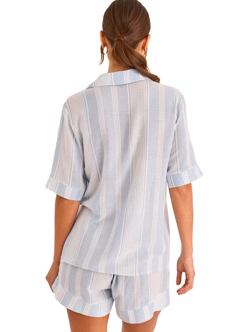 Pyjama short chemise manches courtes HOMEWEAR P120 Bleu - Kiabi