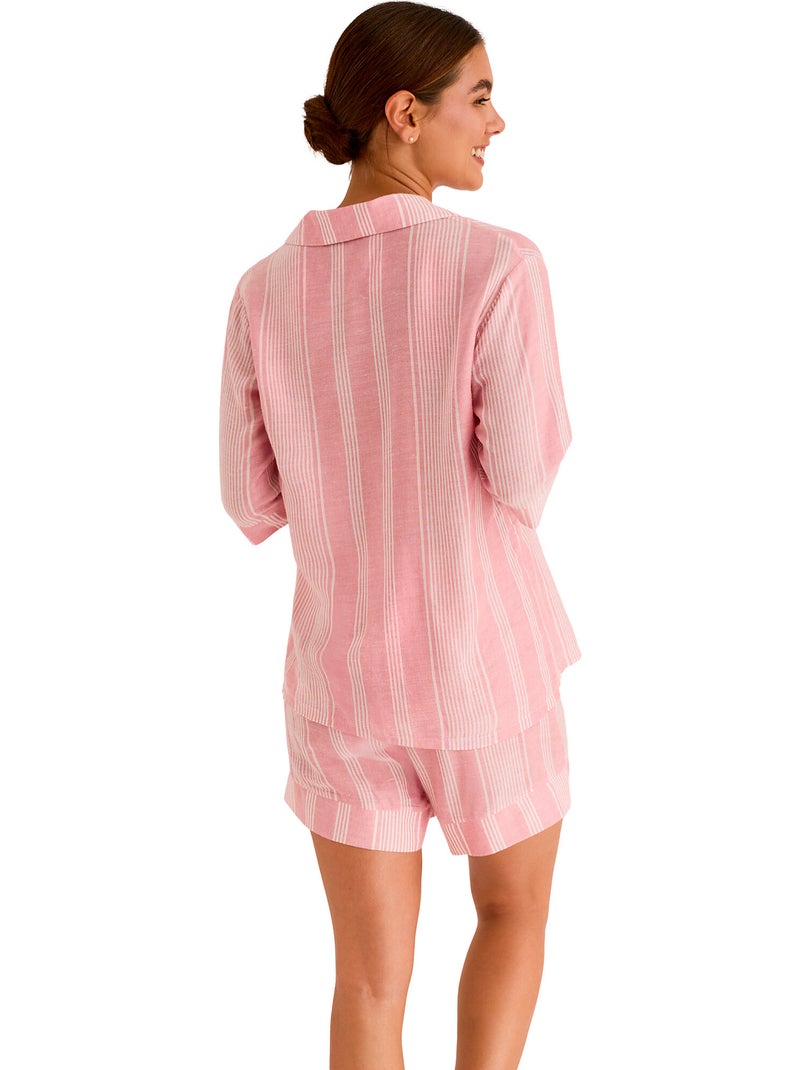 Pyjama short chemise manches courtes HOMEWEAR P120 Rose - Kiabi