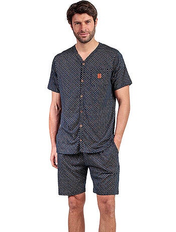 Pyjama short chemise manches courtes leather