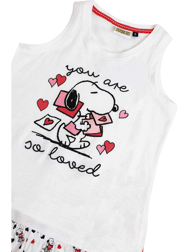 Pyjama short débardeur peanuts in my heart Blanc - Kiabi