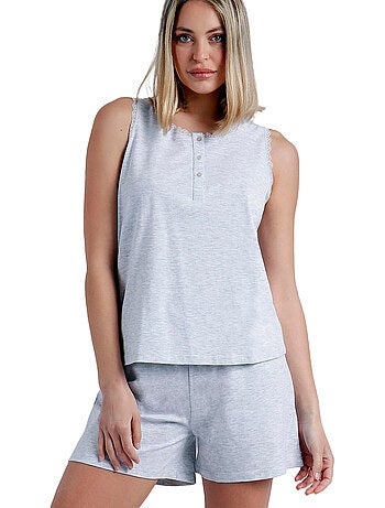 Pyjama short débardeur romantic grey