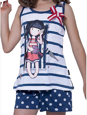 Pyjama short débardeur summer days santoro marine