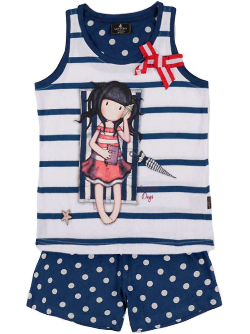 Pyjama short débardeur summer days santoro marine Bleu marine - Kiabi