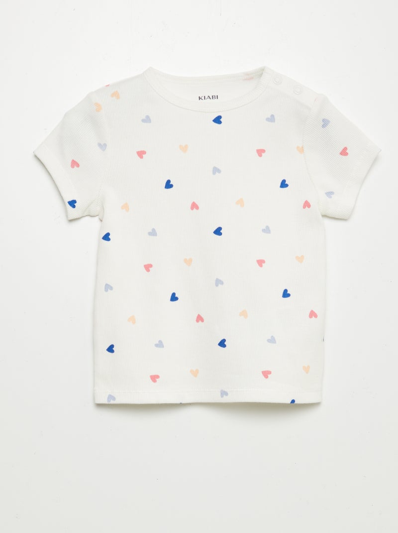 Pyjama short imprimé - 2 pièces BLANC - Kiabi