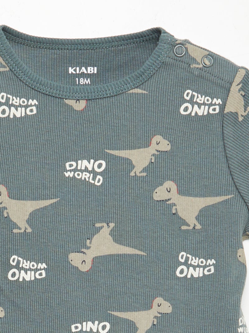 Pyjama short imprimé - 2 pièces VERT - Kiabi