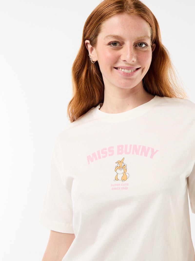 Pyjama short 'Miss Bunny' - 2 pièces Blanc - Kiabi