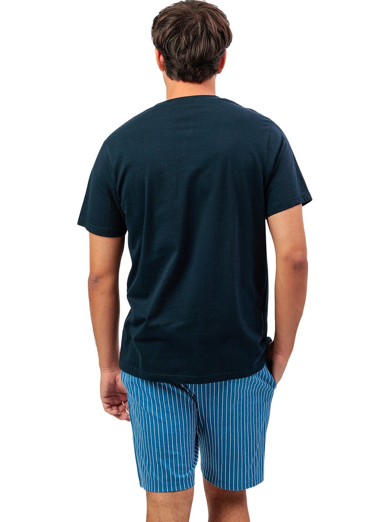 Pyjama short polo classic stripes Bleu marine - Kiabi