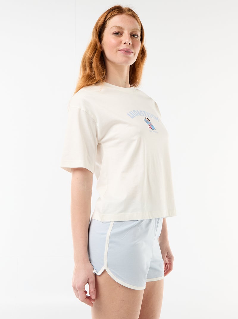 Pyjama short 'Stitch' - 2 pièces Blanc - Kiabi