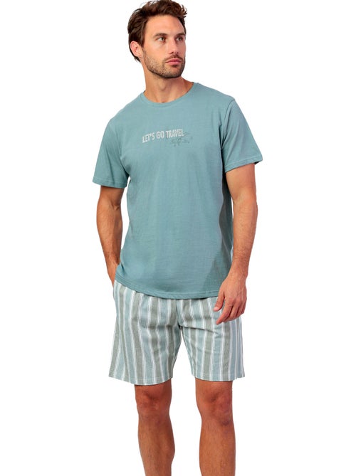 Pyjama short t-shirt lets go travel - Kiabi