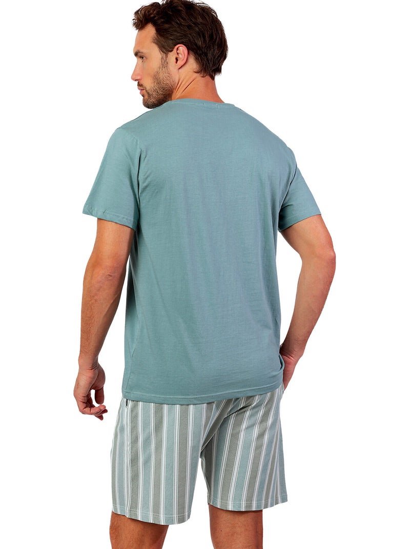 Pyjama short t-shirt lets go travel Vert - Kiabi