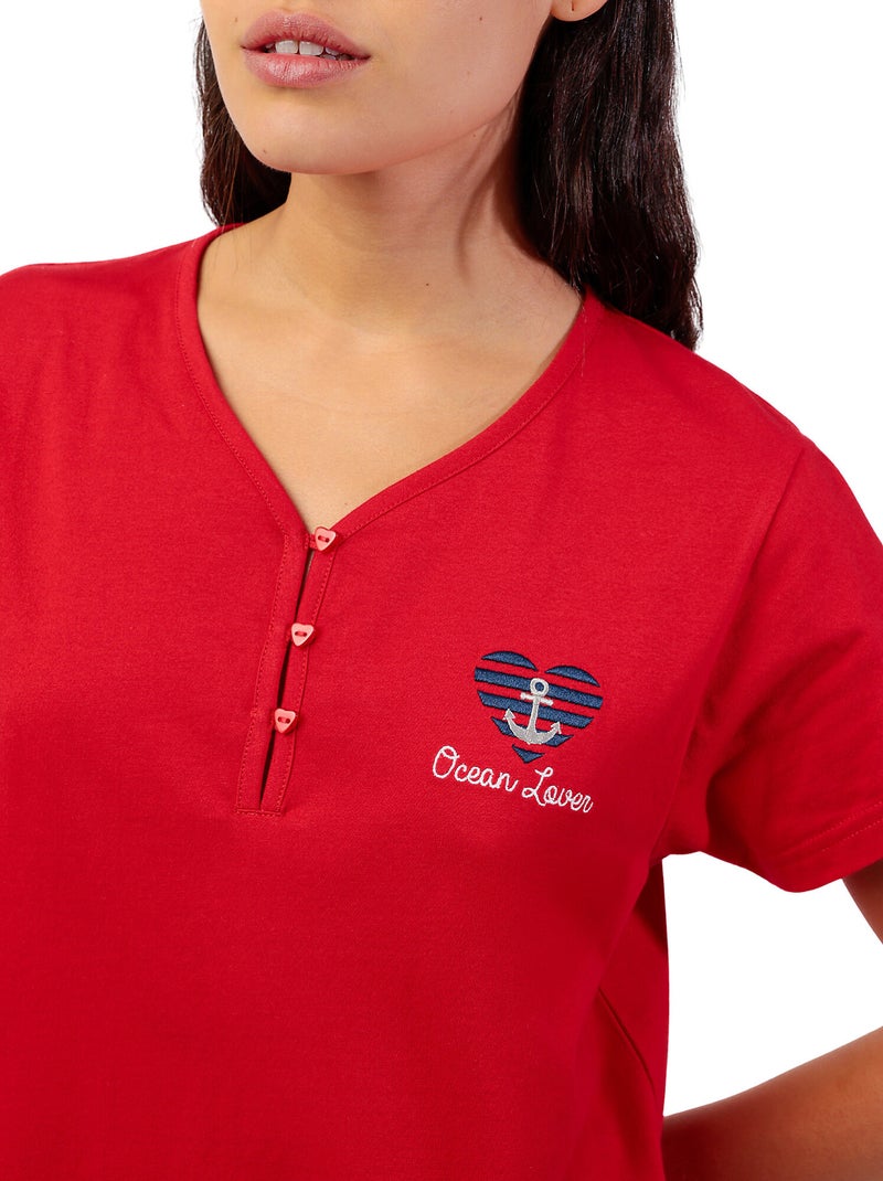 Pyjama short t-shirt ocean lover Rouge - Kiabi