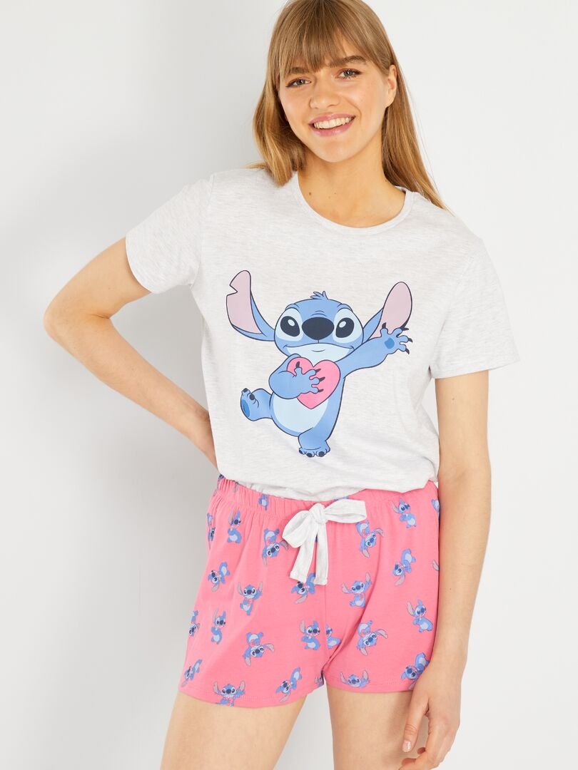 Pyjama 'Stitch' - 2 pièces gris/rose - Kiabi