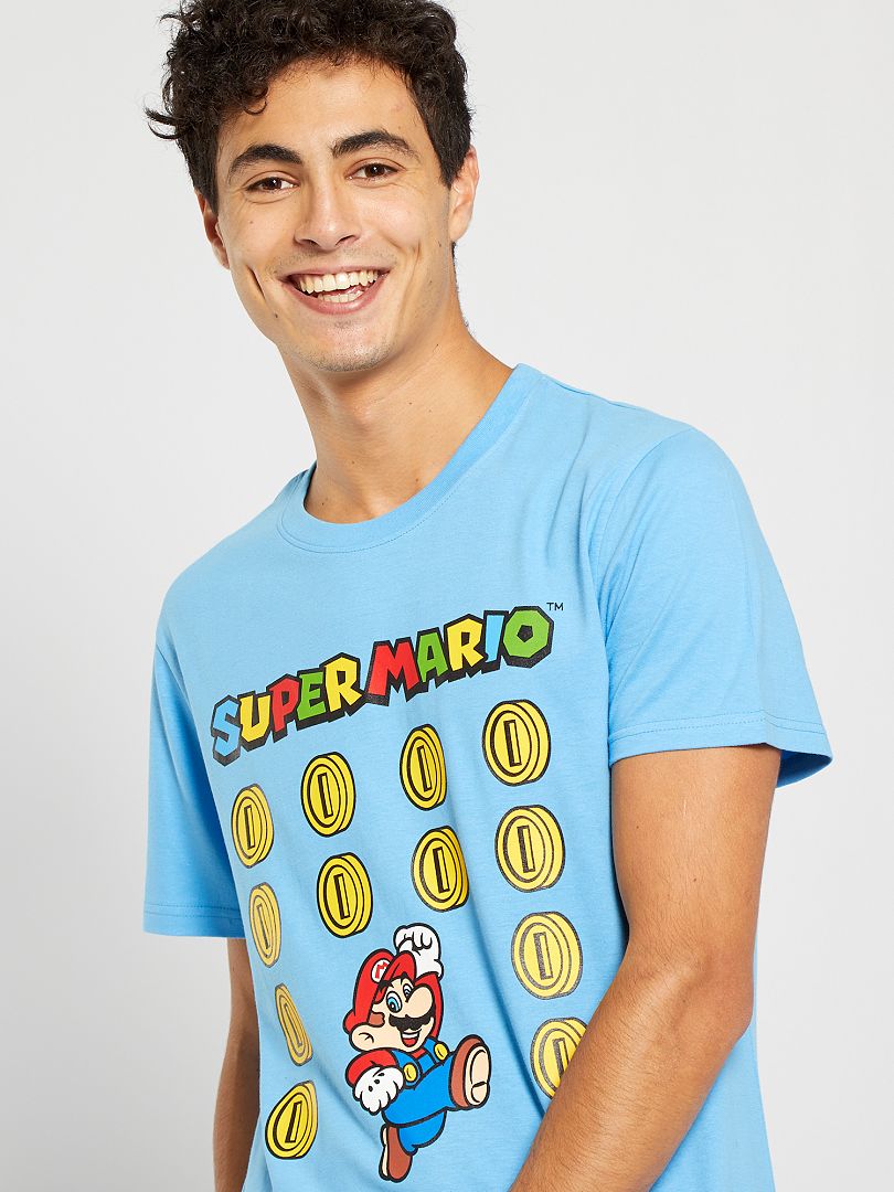 Pyjama 'Super Mario' bleu clair/gris clair chiné - Kiabi