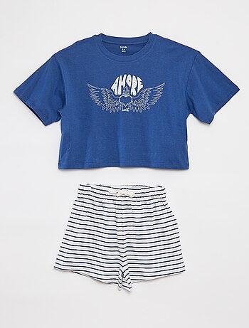Pyjama t-shirt à manches courtes + short - 2 pièces