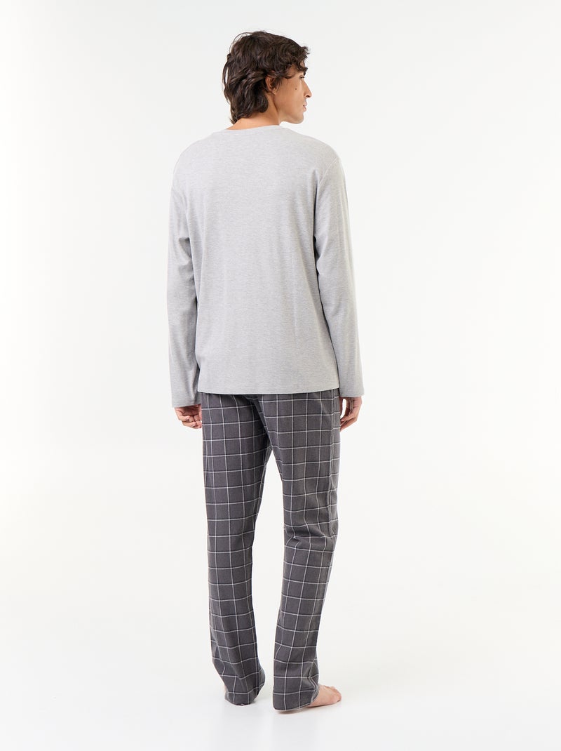 Pyjama T-shirt + flanellen broek - 2-delig Grijs - Kiabi